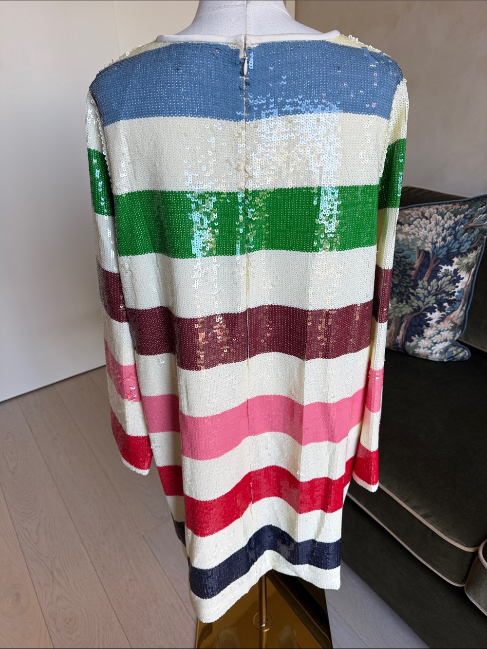 Kate Spade Adventure Stripe Sequin Shift Dress French Cream Multi Size 16 - Picture 6 of 14